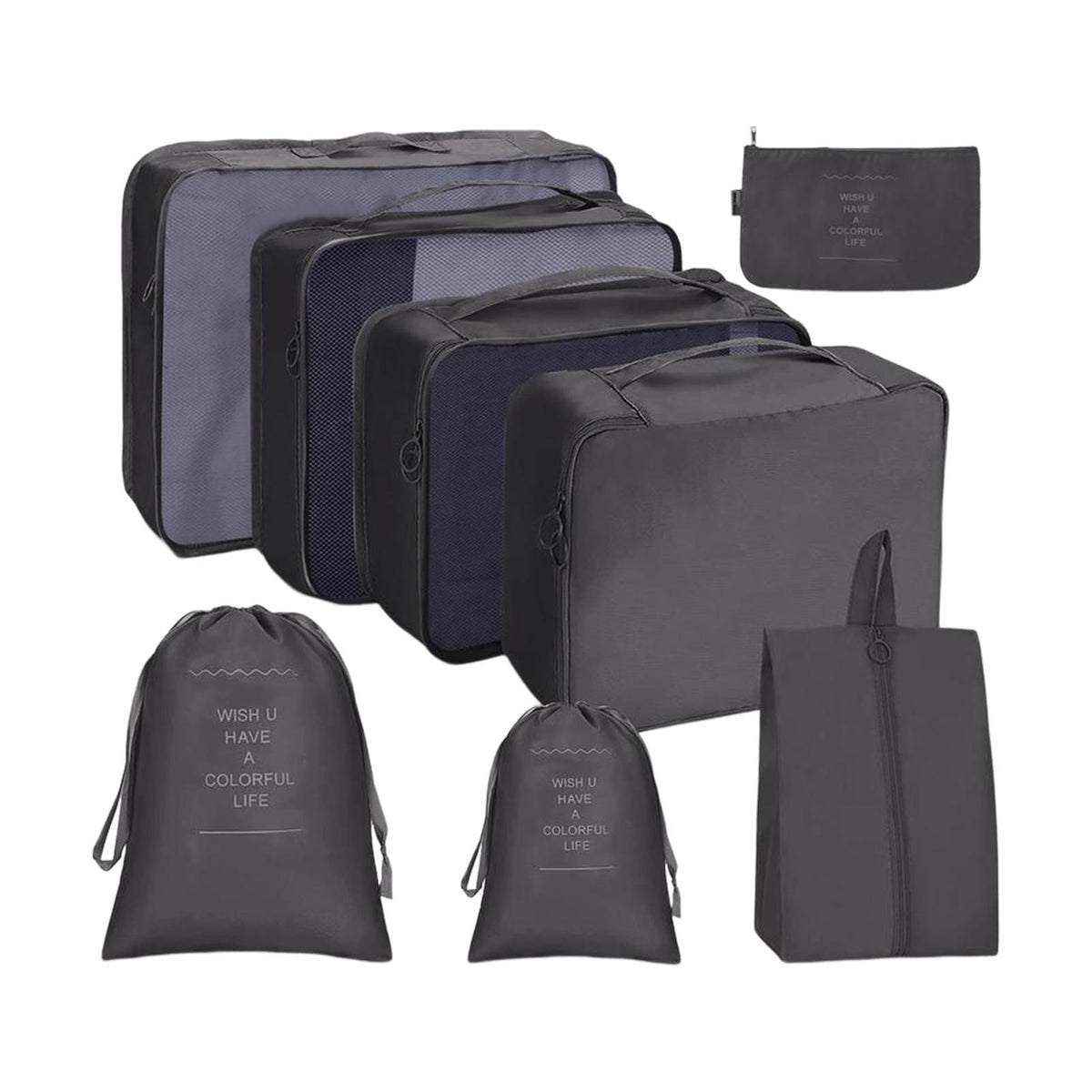 Maxbell 8x Lightweight Packing Cubes for Suitcases Suitcase Clothes Storage Bags black