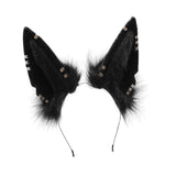 Maxbell Cute Jackal Ear Headband Handmade for Photo Props Halloween Stage Shows Black