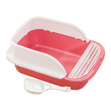 Maxbell Cat Litter Box with Scoop Detachable Tall Kitty Litter Pan Cat Toilet Pink Large