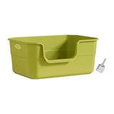 Maxbell Open Litter Box Cats Toilet with Hollow Handles Easy to Clean for Indoor Cats green