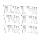 Maxbell 6pcs DIY Blank Metal Hair Clips Side Comb 20 Teeth Hair Accessories Silver