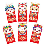Maxbell 6 Pieces Chinese New Year Red Envelopes Chinese Hongbao Paper for Party Style C