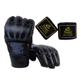 Maxbell Half Finger Boxing Gloves MMA Gloves for Punching Bag Muay Thai Martial Arts Black Skeleton