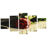 Max 5 Panels HD Modern Abstract Paintings Home Decor Piano Rose