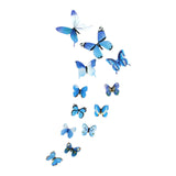 Maxbell 12Pcs Butterfly Stickers Garden Decoration Luminous 3D Butterfly Wall Decals Blue