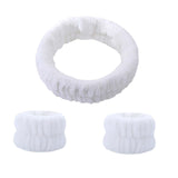 Maxbell Face Wash Headband and Wristband Set Washing Face Microfiber Makeup Headband White