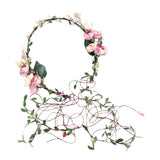 Maxbell Flower Headband Floral Crown Adjustable Wreath for Festival Wedding Pink