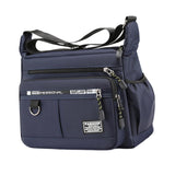 Maxbell Men Shoulder Bag with Zipper Closure Girls Oxford Multilayer Pocket Tote Bag blue