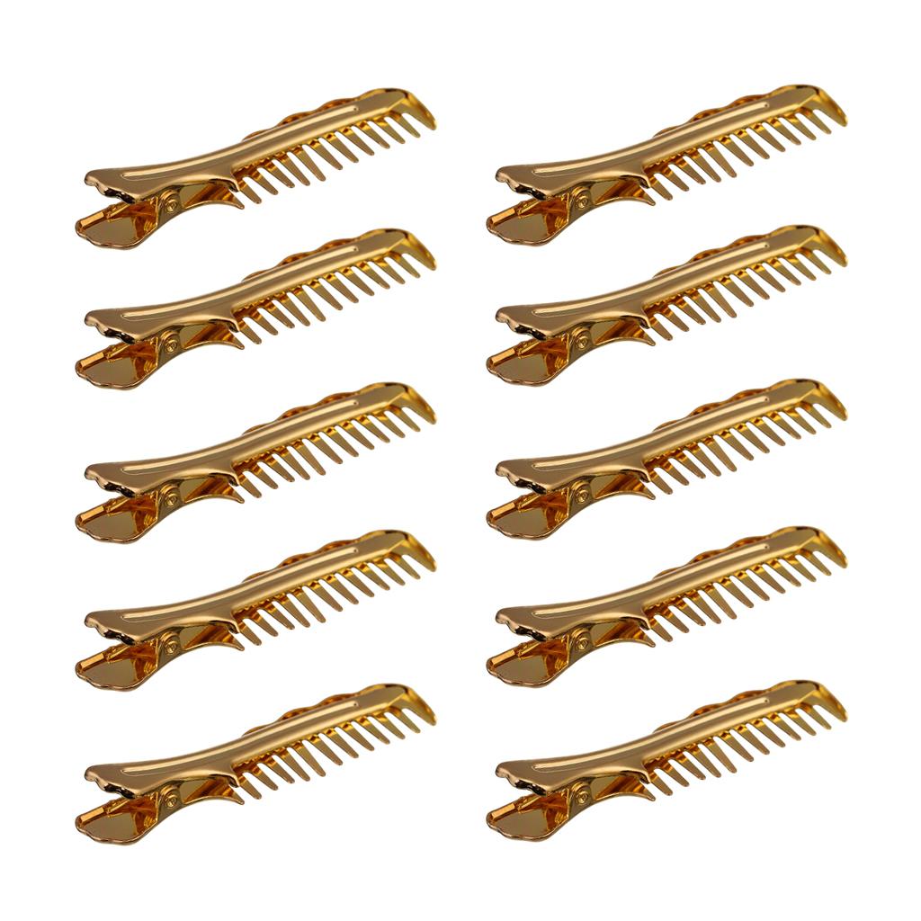 Max 10x Alligator Clips Prong Duckbill Teeth Comb Hairpin Bow DIY Gold