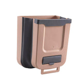 Maxbell Hanging Trash Can Mounted Collapsible for Counter Top Cabinet Kitchen Beige Coffee