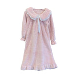 Maxbell Women Nightdress Winter Plush Loose Fit Sleepshirt Lady Loungewear Nightgown One Size Pink