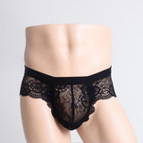 Maxbell Sexy Men sheer Lace See Through Panties Briefs Underwear Lingerie Black