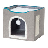 Maxbell Cat Bed Nest Interactive Toy Universal Kennel Scratching Board Winter Dark Gray