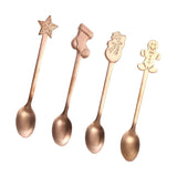 Maxbell 4 Pieces Lovely Christmas Spoons Set Reusable Mixing for Xmas New Year Sugar Rose Aureate