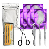 Max 11pcs Eyelash Extension Set-Eyelash Pads/Tweezer/Lashes/Curler/Lash Holder Purple