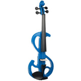 Maxbell 4String Silent Violin 4/4Solid Wood Electric Violin Fiddle Outfit Blue Color