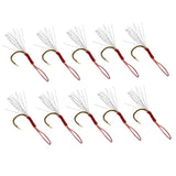 Maxbell 10pcs Fishing Assist Jig Hook Live Baits Hooks with Braid Lines Gold 12