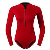Maxbell Women Neoprene Sleeve Wetsuit Front Zip Diving Bikini Suit Red      L