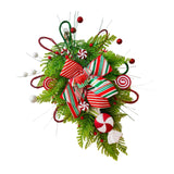 Maxbell Winter Christmas Teardrop Wreath with Bow for Party Festival Xmas Decoration StyleA