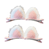 Maxbell Plush Cat Ear Hair Clips Children Halloween Cosplay Kitten Ears Hair Pins Pink