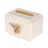 Maxbell Napkin Paper Holder Deer Head Sculpture Tissue Box for Countertop White