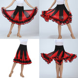 Max Flamenco Ballroom Waltz Dance Big Swing Skirt Tulle Modern Costume Red