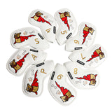Maxbell 9Pcs Club Head Cover Animal Decorative Embroidery Number Iron Headcover White