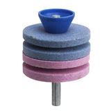 Max Lawn Mower Blade Sharpener Grinder Wheel Stone for Power Drill Blue and Pink