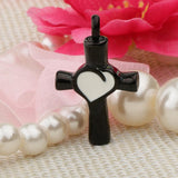 Maxbell Stainless Steel Cross Crucifix Love Heart Pendant Keepsake Memorial Black
