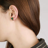 Maxbell Generous Imitation Turquoise Triangle Shape Earring Ear Stud Women Jewelry