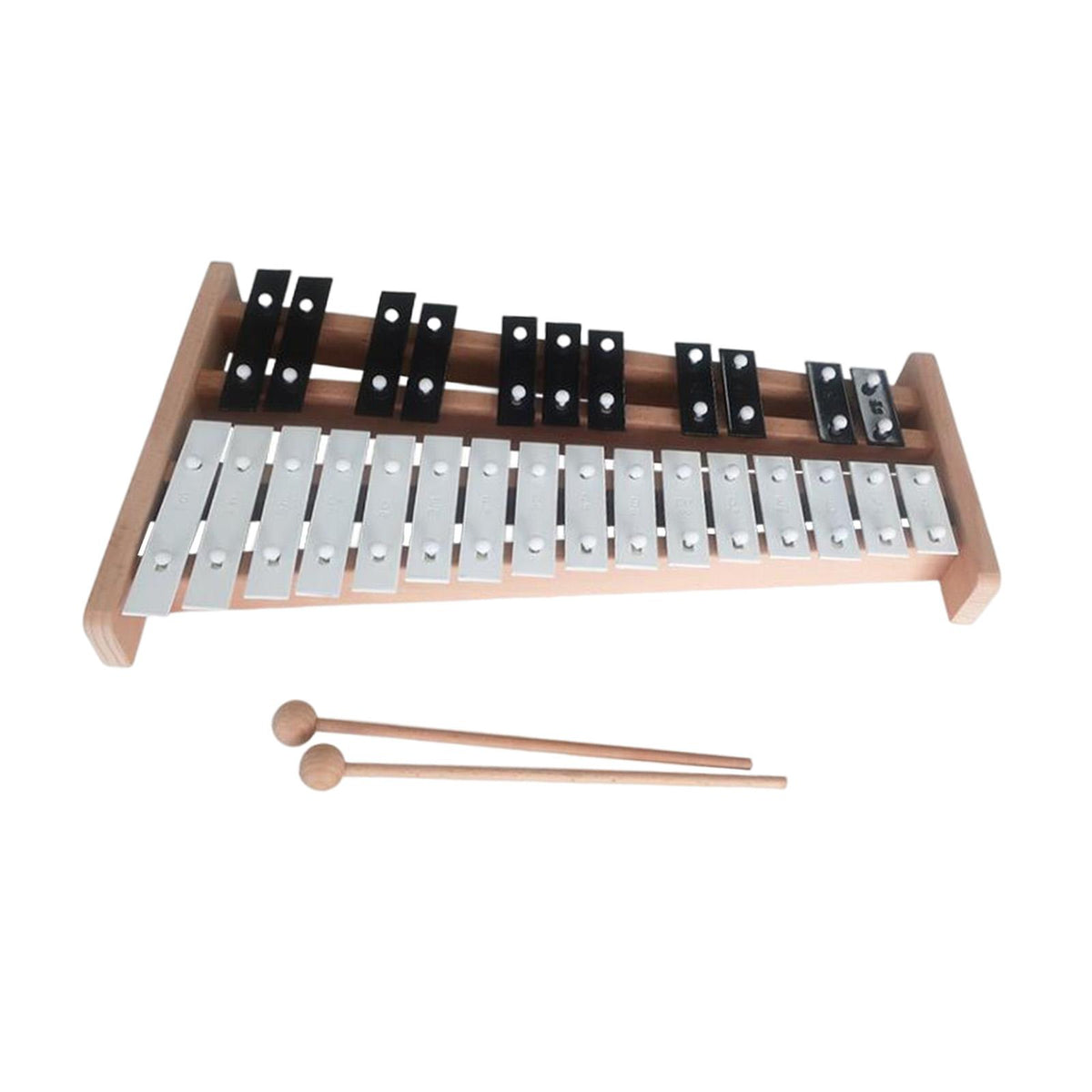 Maxbell 27 Note Glockenspiel Xylophone Lightweight Wooden Base Aluminum Bars Compact Style B