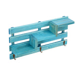 Maxbell Wall Mounted Home Entryway Organizer Display Shelf Rack with 3 Key Hooks Blue