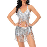 Maxbell Sequin Tassel Set 3 Piece Outfit for Costume Accessories Party Samba M