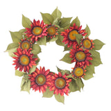 Max Autumn Simulated Fabric Sunflower Wreath Garland Door Wall Decor  Red