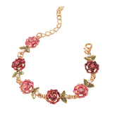 Maxbell Rose Flower Bracelet Shiny Adjustable for Girlfriends Birthday Wedding