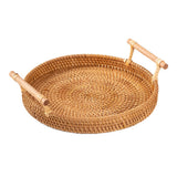 Maxbell Handwoven Round Basket Serving Platter Multipurpose for Dining Room Sundries 22cm