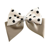 Maxbell Large Bow Hair Clip with Dot Headwear Elegant Women for Party Wedding Khaki