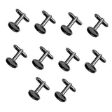 Max 10 Pieces DIY Cufflink Findings Cuff Link Blank Back Plate Pad Base black