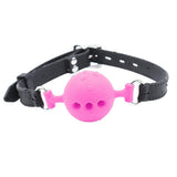 Maxbell Open Breathable Leather Paly Buckle Belt Silicon Mouth Gag for Women Pink