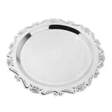 Max Silver Round Metal Fruit Dish Pastry Plate Tea Dessert Serving Tray 30cm