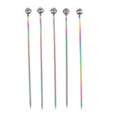 Max 5Pcs/set Stainless steel Cocktail Picks Cocktail Fruit Sticks Bar Tools Bead-Multicolor