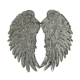 Maxbell 3D Feather Wings Sequin Patches for Clothes Hats Bags Embellishment Silver