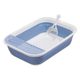 Maxbell Cat Litter Box Open Top Easily to Clean Kitty Litterbox Large with Scooper Blue
