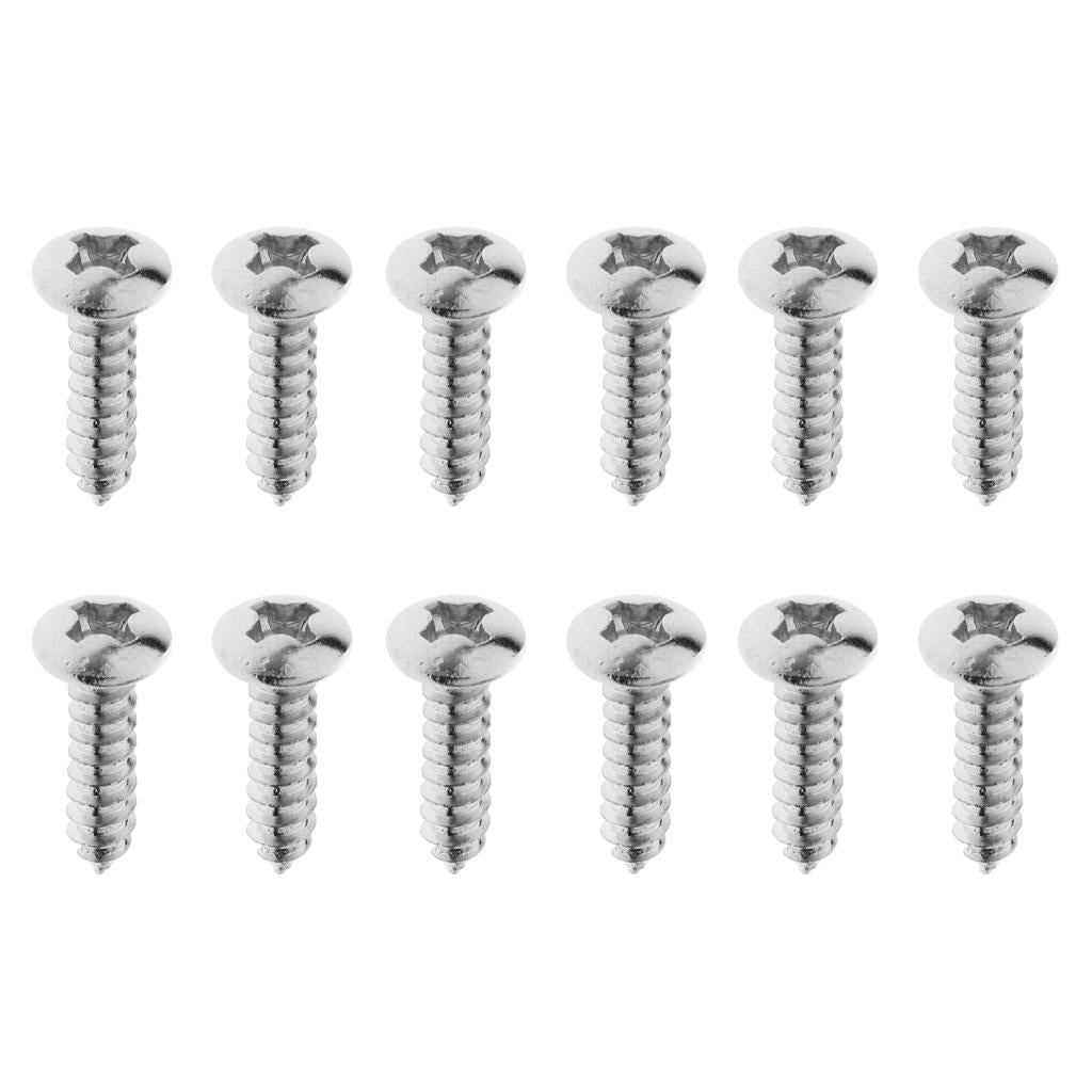 Maxbell 12pcs Pickguard Screws for Guitar Fender Strat Tele - Silver Tone