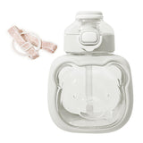 Maxbell Water Bottle with Straw 1L Cute bear with Straw for Office Outdoor Sport white
