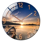 Tempered Glass Quartz Silent Wall Clock Bedroom Decoration Sunset