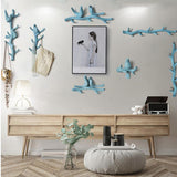 Max Wall Mounted Resin Coat Robe Hook Birds Stand on Branch Hanger Rack Blue A - Aladdin Shoppers