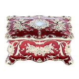 Maxbell Vintage Rectangle Trinket Jewelry Boxes Metal Gift Storage Organizer Red