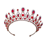 Maxbell Rhinestone Tiara Wedding Bride Headpieces Dress up Alloy Bling Bridal Crown Red