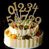 Maxbell Glitter 0-9 Cupcake Picks Cake Topper Birthday Anniversary Decoration Gold